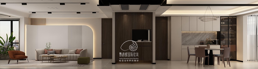 万科翡翠公园二期167平米现代轻奢气概装修软装效果图_精装房